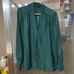 Lafayette 148 New York Teal and Gray Blouse